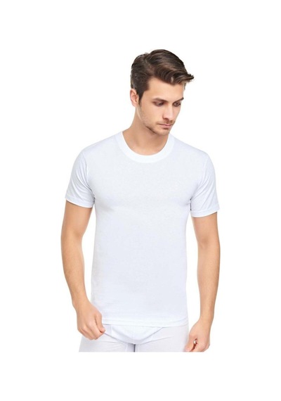 Cennetoğlu Erkek Slim Fit Sıfır Yaka Fanila T-shirt 3'lü Paket Beyaz Beyaz