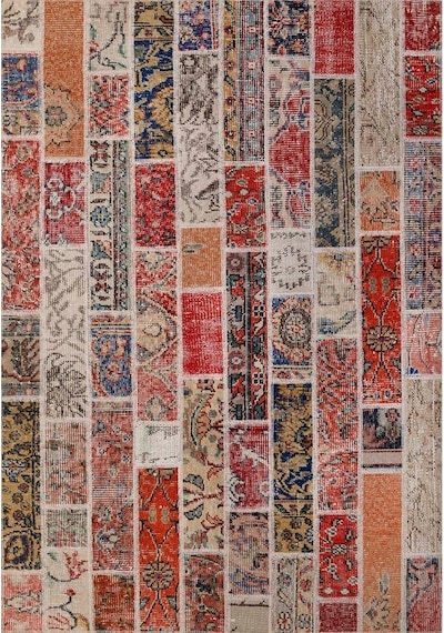 Çam Halı Siesta Patchwork 32-457 Etnik Eskitme Desenli Dokuma Tabanlı Yıkanabilir Şönil Salon Ve Oda Halısı Multi 24