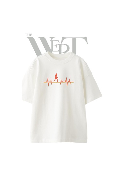 Thewert Boxer Heartbeat Tasarım Baskılı Ünisex Beyaz Oversize T-shirt
