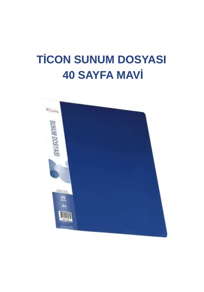 40 Lı Sunum Dosyası Şeffaf Poşet Dosya Okul, Ofis Ve Arşiv Kullanımı Mavi Mavi