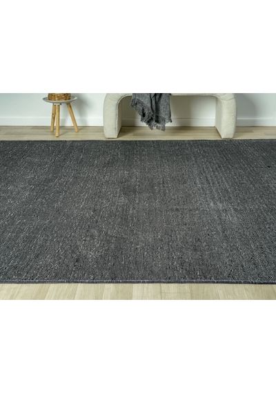 Aura Pixel Antrasit Grey- Pamuk Tabanlı Yıkanılabilir Şönil Kilim