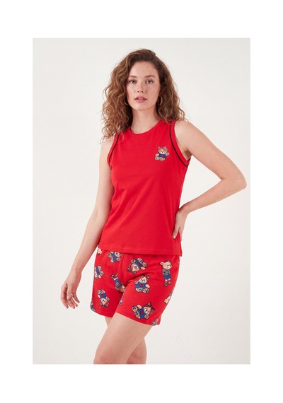 Lela Baskılı Pamuklu Bisiklet Yaka Şortlu Pijama Takımı Bayan Pijama Takımı 65790786 Kırmızı Lela Baskılı Pamuklu Bisiklet Yaka Şortlu Pijama Takımı Bayan Pijama Takımı 65790786 Kırmızı