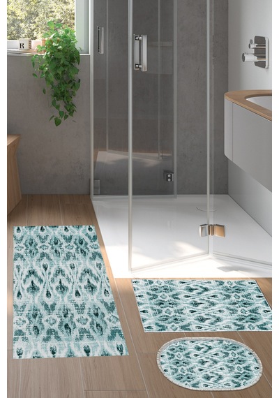 Dekoreko Kaymaz Taban Djt 3 Lü Banyo Paspas Takımı Trend Karışık Iskandinav F5136 Turkuaz