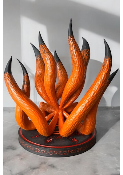 Kurama Kyubi 3d Baskı Koleksiyon Figürü El Boyaması, Naruto Lanetli Mühürlü Anime