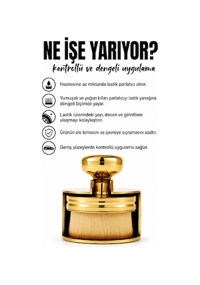 Oto Lastik Bakım Seti Lastik Parlatıcı Sünger Ve Gold Hazneli Detay Fırçası