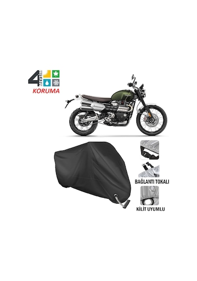 Triumph Scrambler Motosiklet Brandası ( Kilit Uyumlu - Siyah