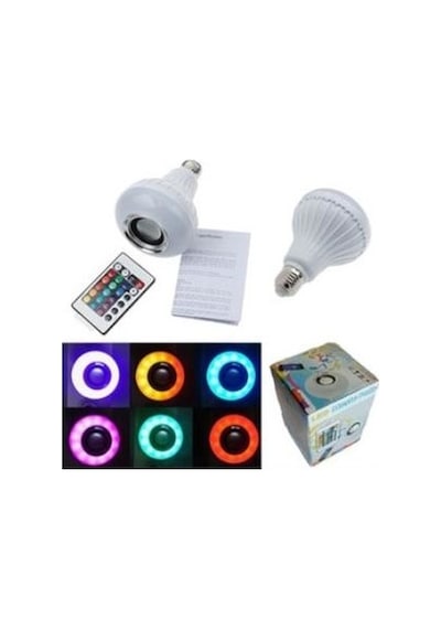 Akıllı Led Ampul 12w Rgb, Bluetooth Hoparlör Ve Uzaktan Kumanda, E27 Beyaz Işık Müzik Ve Aydınlatma Çok Renkli