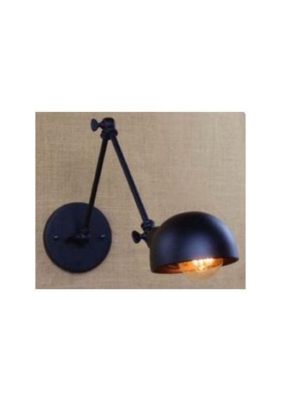 Retro Rustik Mafsalı Hareketli Vintage Metal Aplik Okuma Lambası Gece Lambası Siyah