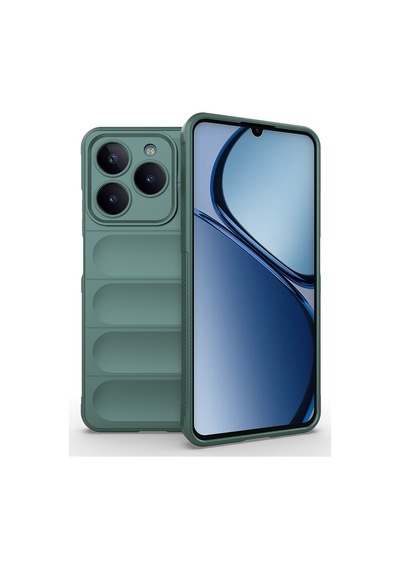 Realme C63 Kılıf Kamera Korumalı Esnek Silikon Parmak Şeritli Pazarplus Koyu Yeşil