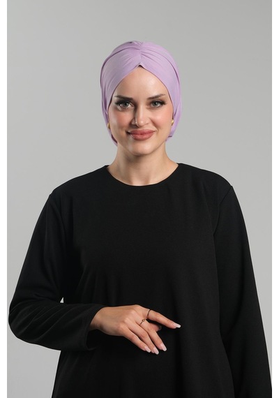 Hürrem Bone Lila Pratik Hazır Geçmeli Tesettür Bone Sandy Büzgülü Salaş 2119 28 Lila