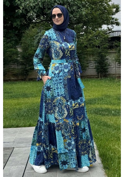 Rabia Şamlı Nehir Elbise Saks Normal