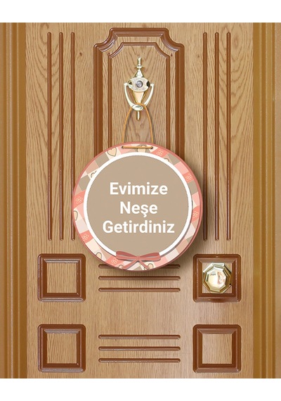 Evimize Neşe Getirdiniz" Yazılı Mdf Kapı Süsü 22.5 Cm Dekoratif Halat Askılı Giriş Dekoru Sarı