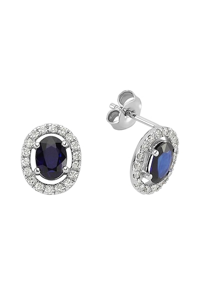Sirius Pırlanta Ve Oval Safir Taşlı Küpe  0815E0036