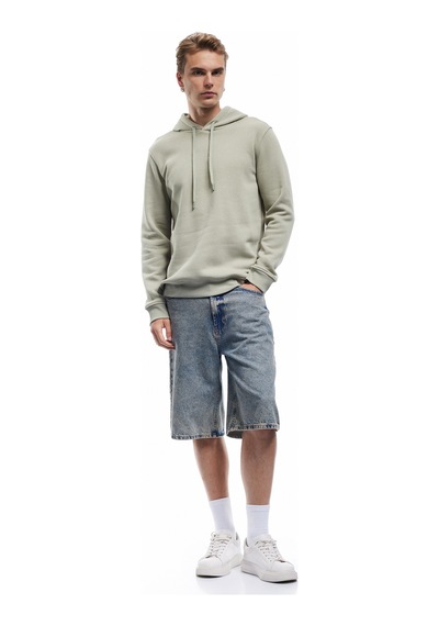 Koton Şardonlu Uzun Kollu Basic Kapşonlu Sweatshirt Yeşil 6wam70015mk Yeşil
