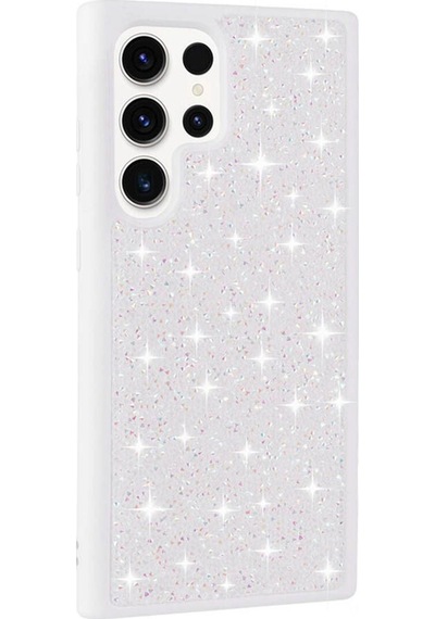 Galaxy S23 Ultra Uyumlu Parlak Taşlı Tasarım Pırlanta Csm Zore Kılıf-beyaz