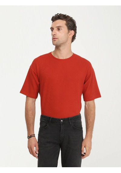 Kip Kiremit Bisiklet Yaka T-shirt Çok Renkli