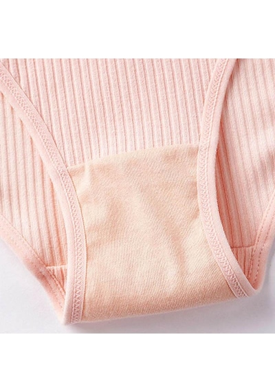 Pembe Cınoon Kadın Külot Çizgili Pamuklu İç Çamaşırı Düz Renk Külot Düşük Bel Yumuşak Külot Kadın Külot Kadın İç Çamaşırı Pembe