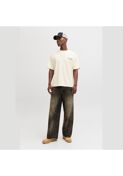 Jack & Jones Dust Script Erkek Krem Tişört 12292982-stcn Krem