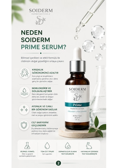 Soiderm Prime Kırışıklık Karşıtı Serum Kolajen + Niacinamide