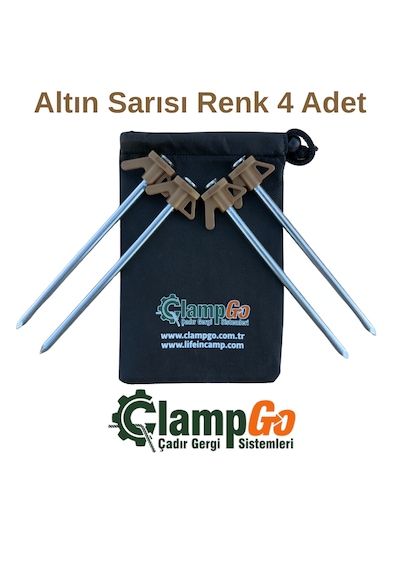 Clampgo Sert Zemin Çadır-tente-tarp Kazığı 8 Mm Kalınlığında 21 Cm Uzunluğunda 4 Adet Altın