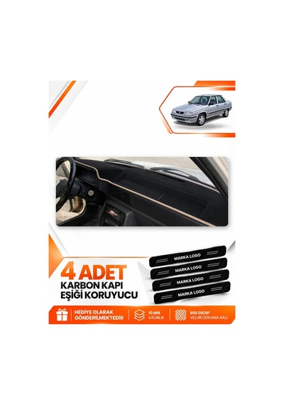 Renault 9 Broadway 1985-2000 Uyumlu Ön Örtüsü Torpido Koruma Kılıfı Halısı - Siyah Bej