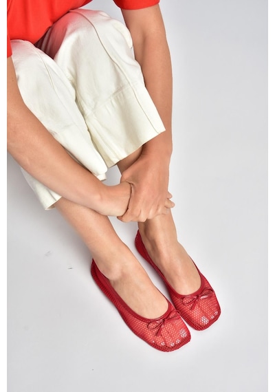 Fox Shoes Y274623315 Kırmızı File Kadın Babet