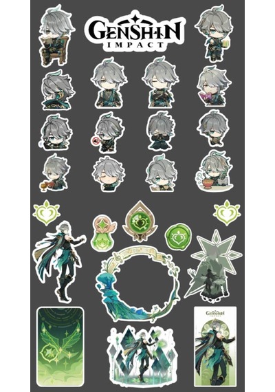 Genshin - Alhaitham 2'li Sticker Seti Parlak Kağıt