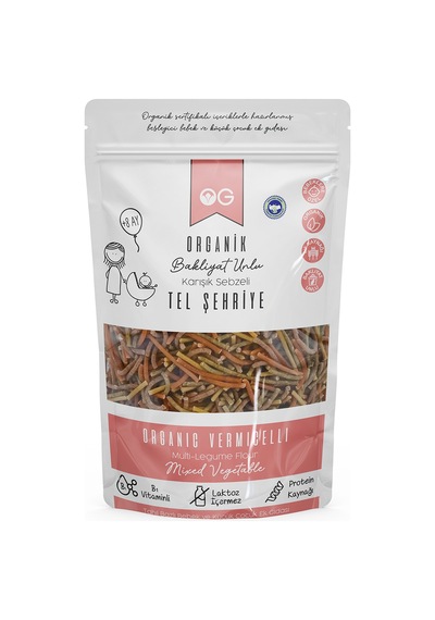 OG natural Organik Karışık Sebzeli Bakliyat Unlu Tel Şehriye 180 Gr +6 Ay