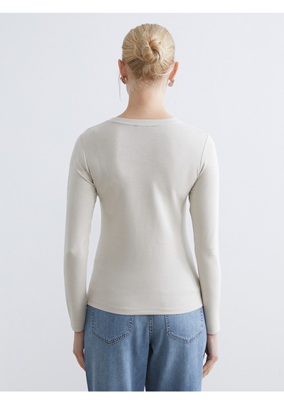 Lcwaıkıkı Basic Gri Bisiklet Yaka Kadın Body