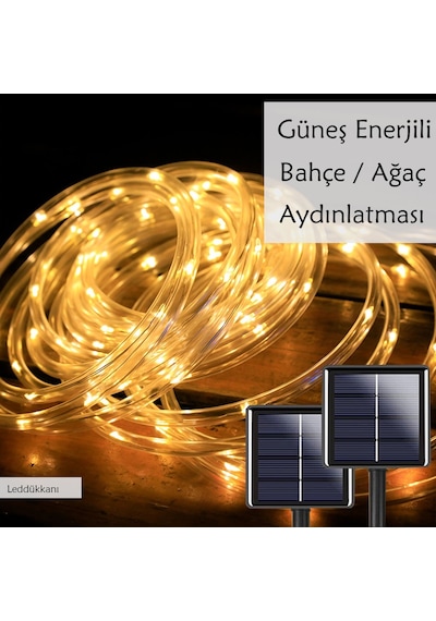 100 Led 12 Metre Sarı Solar Lamba Bahçe Aydınlatması
