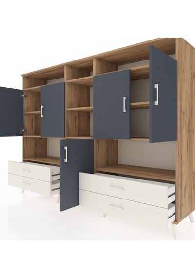 Hyperion Dolap 12 Raflı 4 Çekmeceli 5 Kapaklı 220x44x163 Çam-antr Çam-antrasit/aytaşı Hyperion Dolap 12 Raflı 4 Çekmeceli 5 Kapaklı 220x44x163 Çam-antr Çam-antrasit/aytaşı