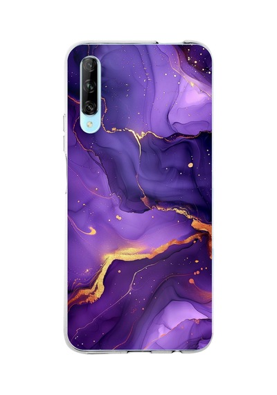 Huawei P Smart Pro Uyumlu Ametist Taşı Mor Mermer Baskılı Silikon Kılıf