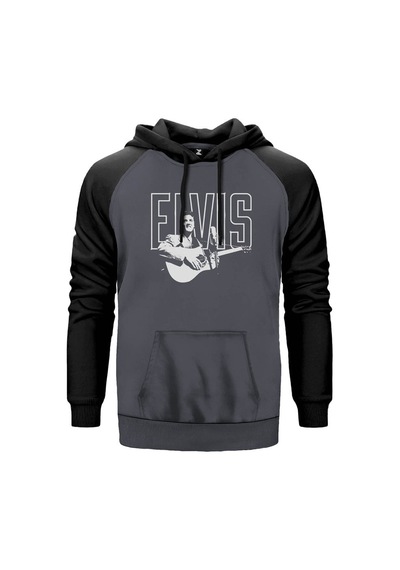 Elvis Presley Guitar Gri Renk Reglan Kol Sweatshirt