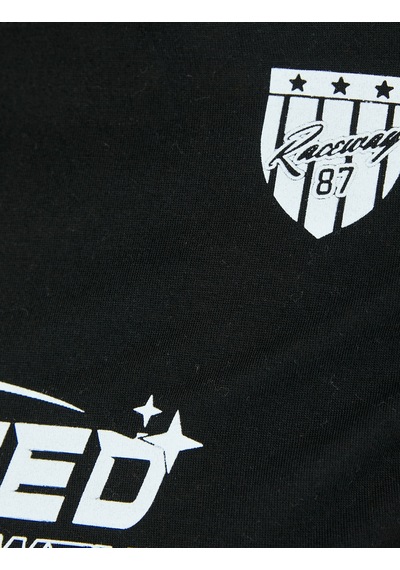 Koton Bisiklet Yaka Slogan Baskılı Biyeli Kısa Kollu Slim Fit Tişört Siyah 5sal10086ık Siyah