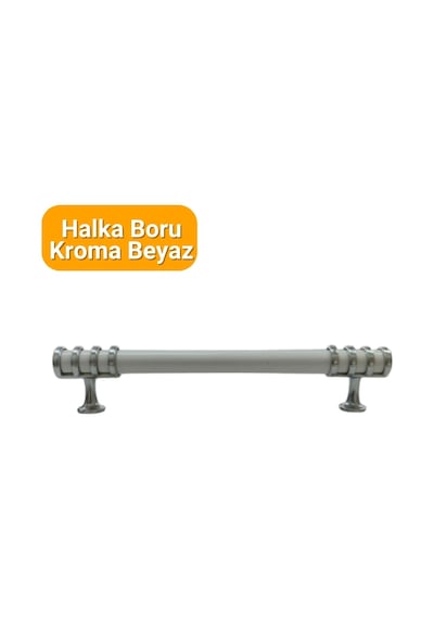 4 Adet Halka Boru Kroma Beyaz Metal Mobilya Kulpu 128mm Beyaz - Krom