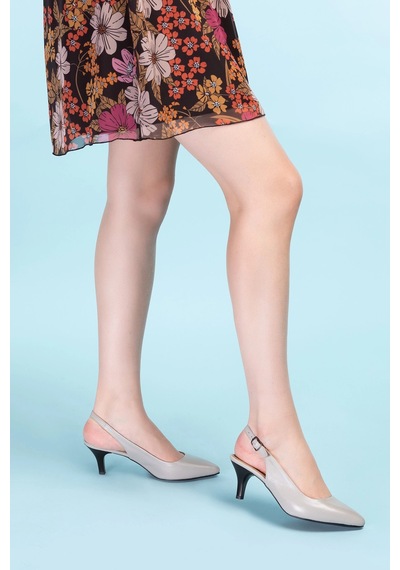 Gondol Kadın Hakiki Deri Orta Boy Topuk Stiletto Vdt.230 Buz Gri