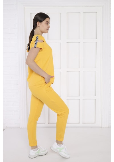 Kadın Spor Sarı Alt-Üst T-Shirt Takım-3944 Sarı