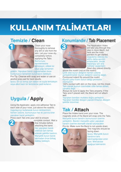 Eldi Manyetik Burun Açıcı Şeffaf Başlangıç Seti 30 Çift Yapışkan Bant-30 Günlük -horlamayı Azaltır-nefesi Rahatlatır