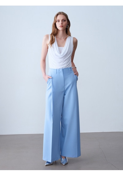 Dilvin 32895 Degaje Yaka Top-beyaz
