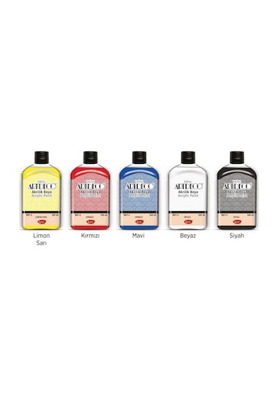 Akrilik Boya 500 Ml. 5 Renk Set Karışık Çok Renkli