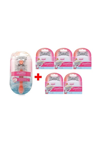 Wilkinson Sword Quattro Kadın Tıraş Bıçağı ve 5 Adet Yedek Başlık