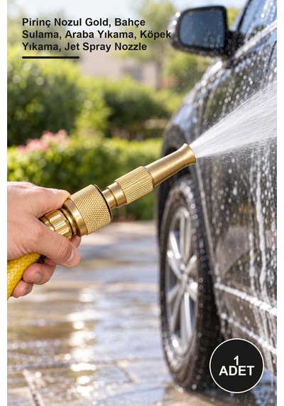 1 Adet Ayarlanabilir Basınçlı Hortum Başlığı Pirinç Nozul Gold, Bahçe Sulama, Araba Yıkama, Köpek Yıkama, Jet Spray Nozzle