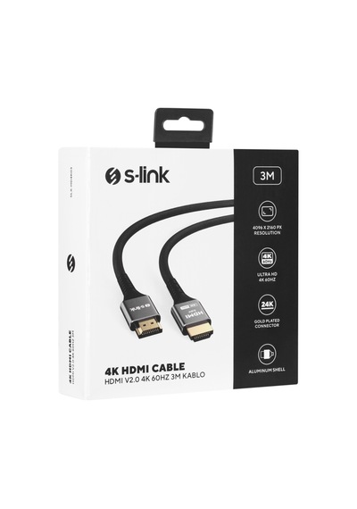 S-lınk Slx-hd4k03, 4k Uhd, Hdmı V2.0, 3mt. 60hz. Metal Uçlu, Kablo S-link