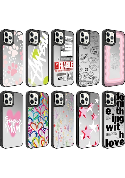 Zeyline Apple Uyumlu iPhone 12 Pro Max Aynalı Desenli Kamera Korumalı Parlak Zore Mirror Kapak-kalp