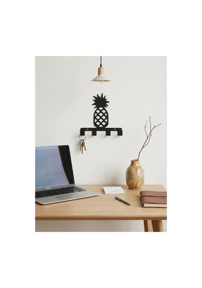 Ananas Desenli Siyah Metal Duvar Askı Aparatı, Modern Tasarım Diğer