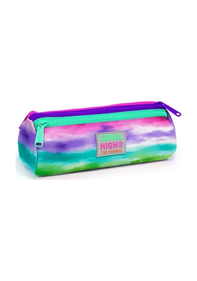 Coral High Renkli Airbrush Üç Bölmeli Kalem Çantası - Kız Çocuk
