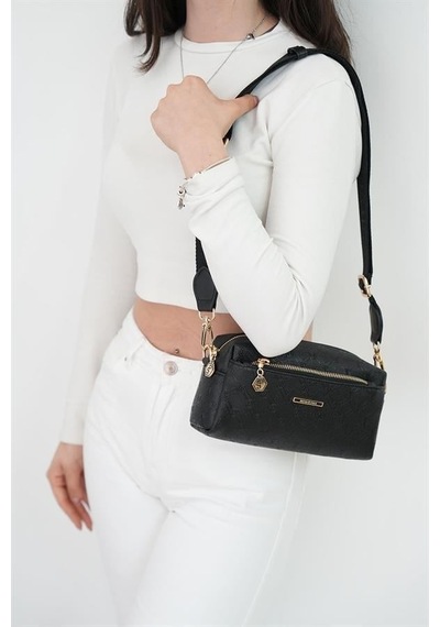 Silver Polo Sp1142 Kadın Çapraz Çanta Logolu Siyah-siyah