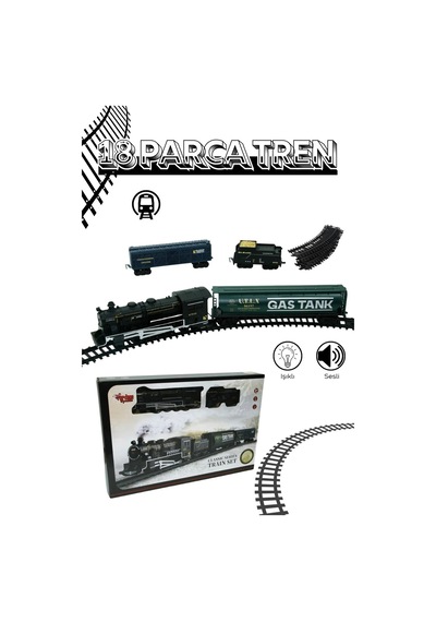 Vardem Işıklı Sesli Pilli Buharlı Tren Seti 18 Parça Raylı Oyuncak Tren
