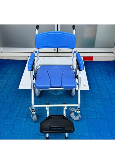 Bme310 Mavi Alüminyum Banyo Tuvalet Tekerlekli Sandalyesi