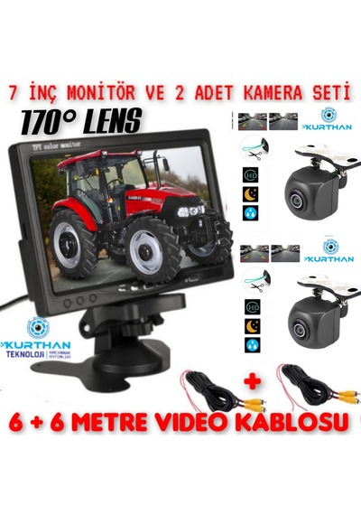 7" Ekran ve 2 Adet geniş açılı Kamera Seti